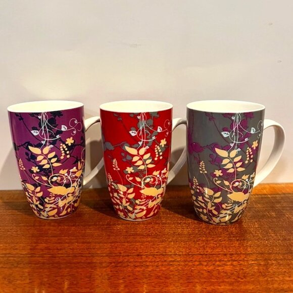 Maxwell & Williams Other - Set of (3) Maxwell & Williams Enchanted Garden Flower Mugs Tall 12oz